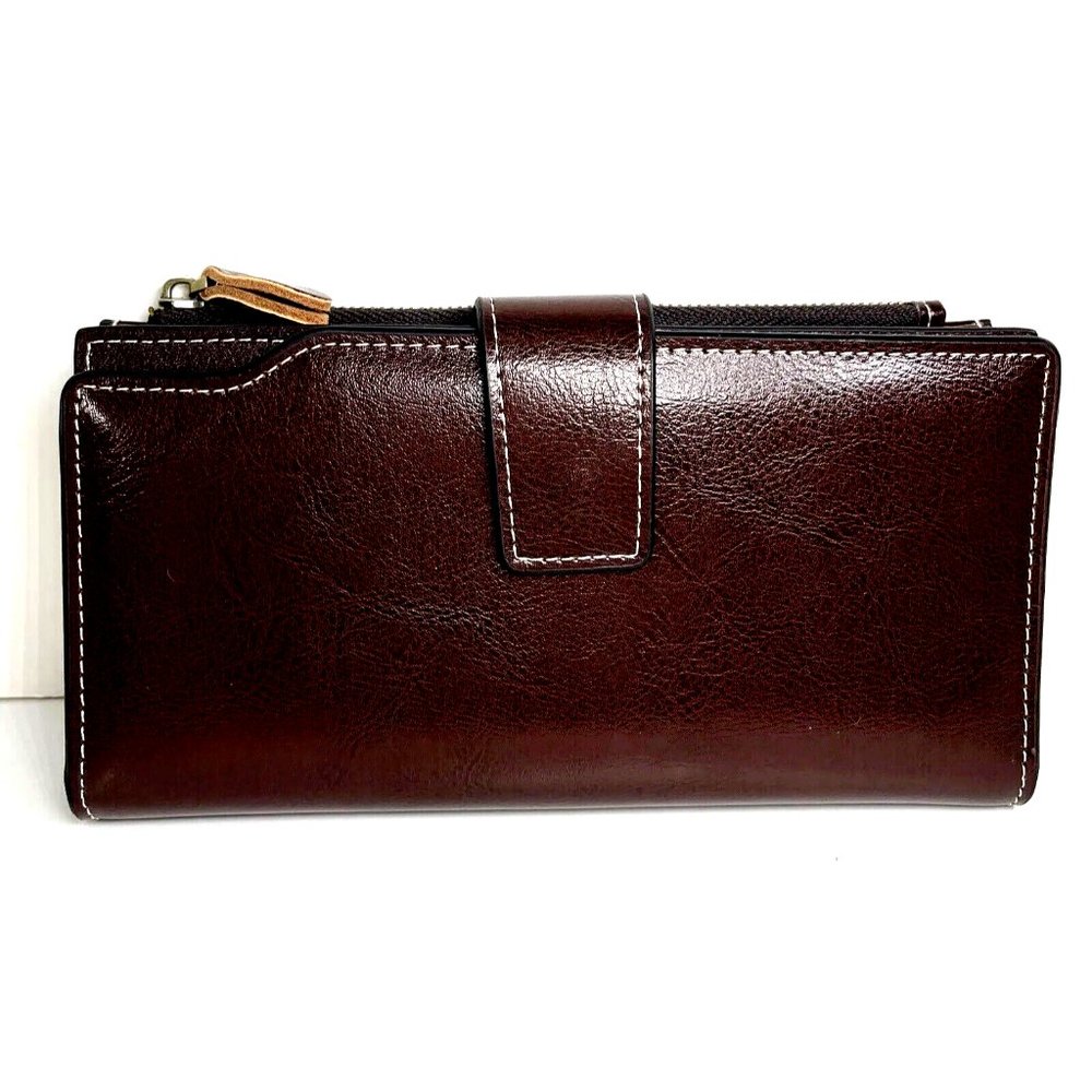 Sendefn Brown Leather Clutch Wallet
